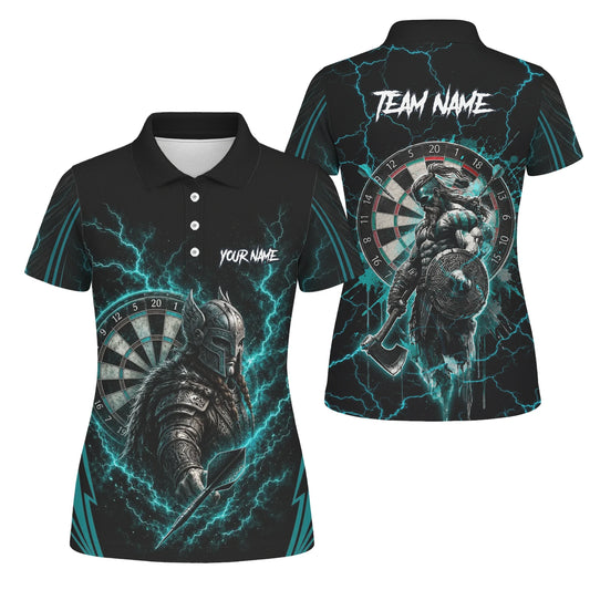 Personalised Teal Lightning Viking Darts Polo Shirt For Women O328