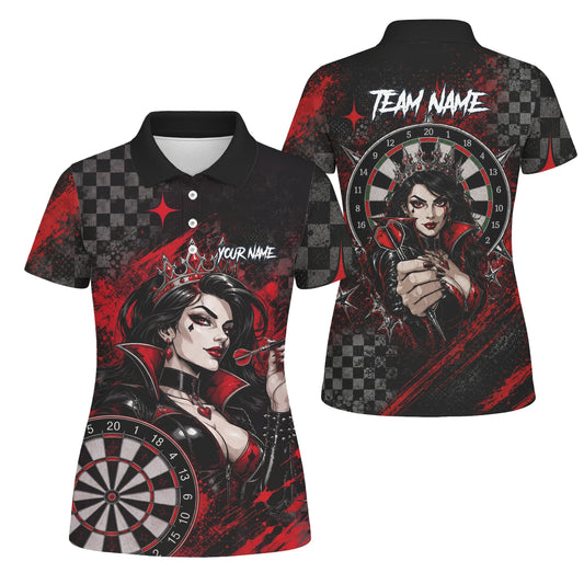 Personalised Black & Red Queen of Hearts Darts Shirt For Women R803