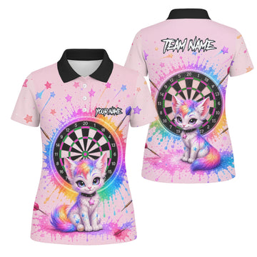 Personalised Pink Rainbow Kitten Dartboard Darts Shirt For Women X398