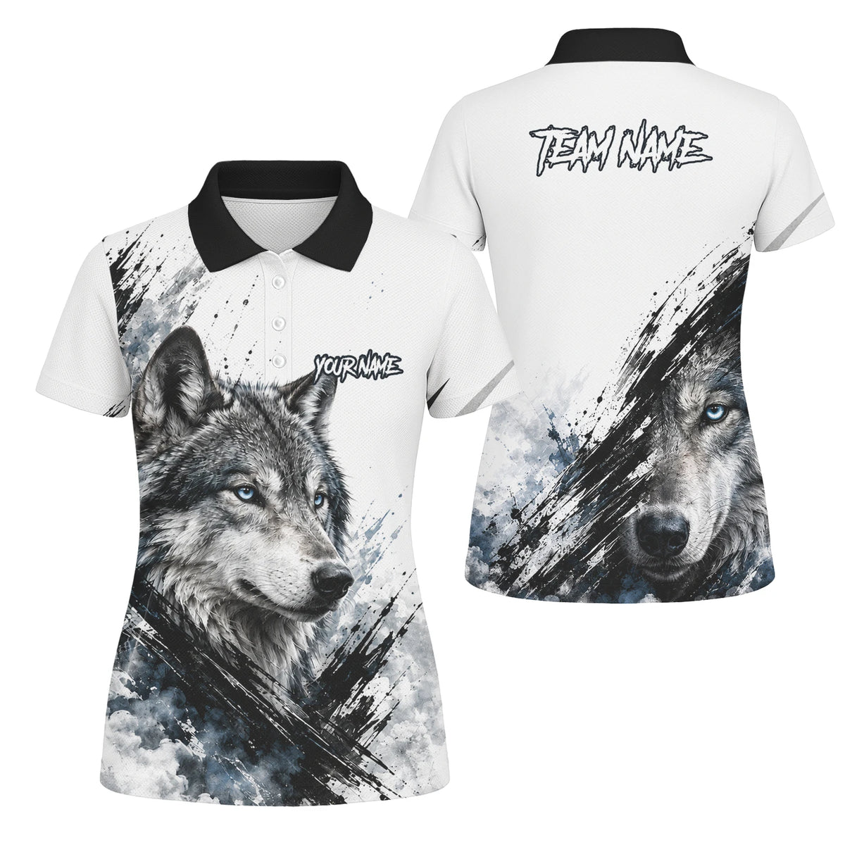 Personalised White Black Blue Wolf Darts Shirt For Women P634