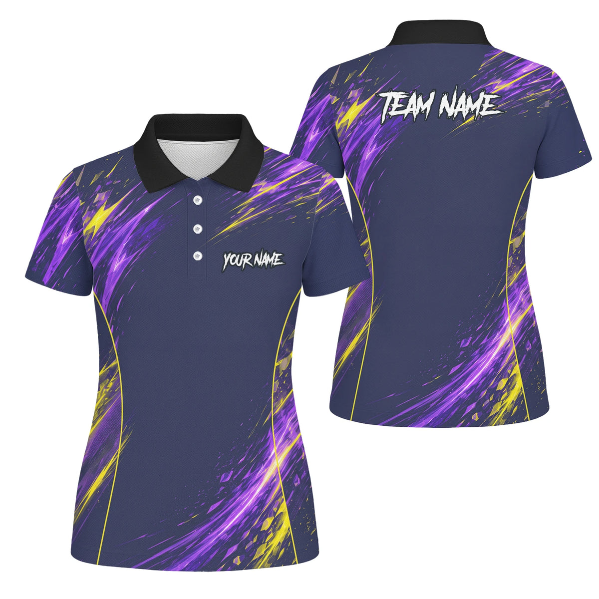 Personalised Navy Purple Yellow Abstract Darts Shirt For Women D517