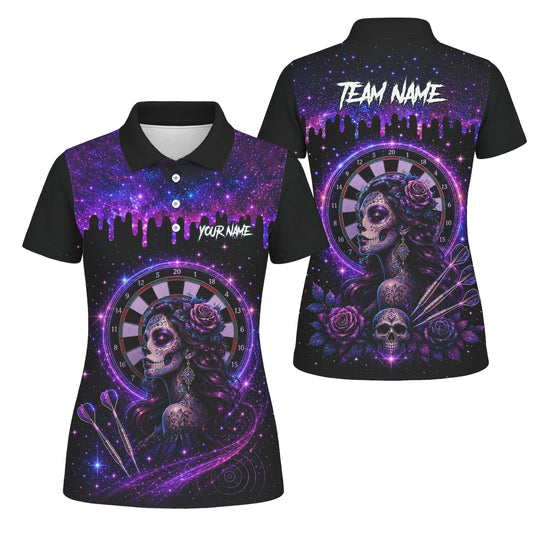 Personalised Purple Galaxy Sugar Skull Darts Shirt For Women Z967