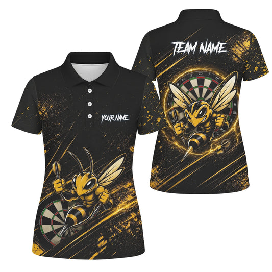 Personalised Black & Gold Bee Dartboard Darts Shirt For Women L410