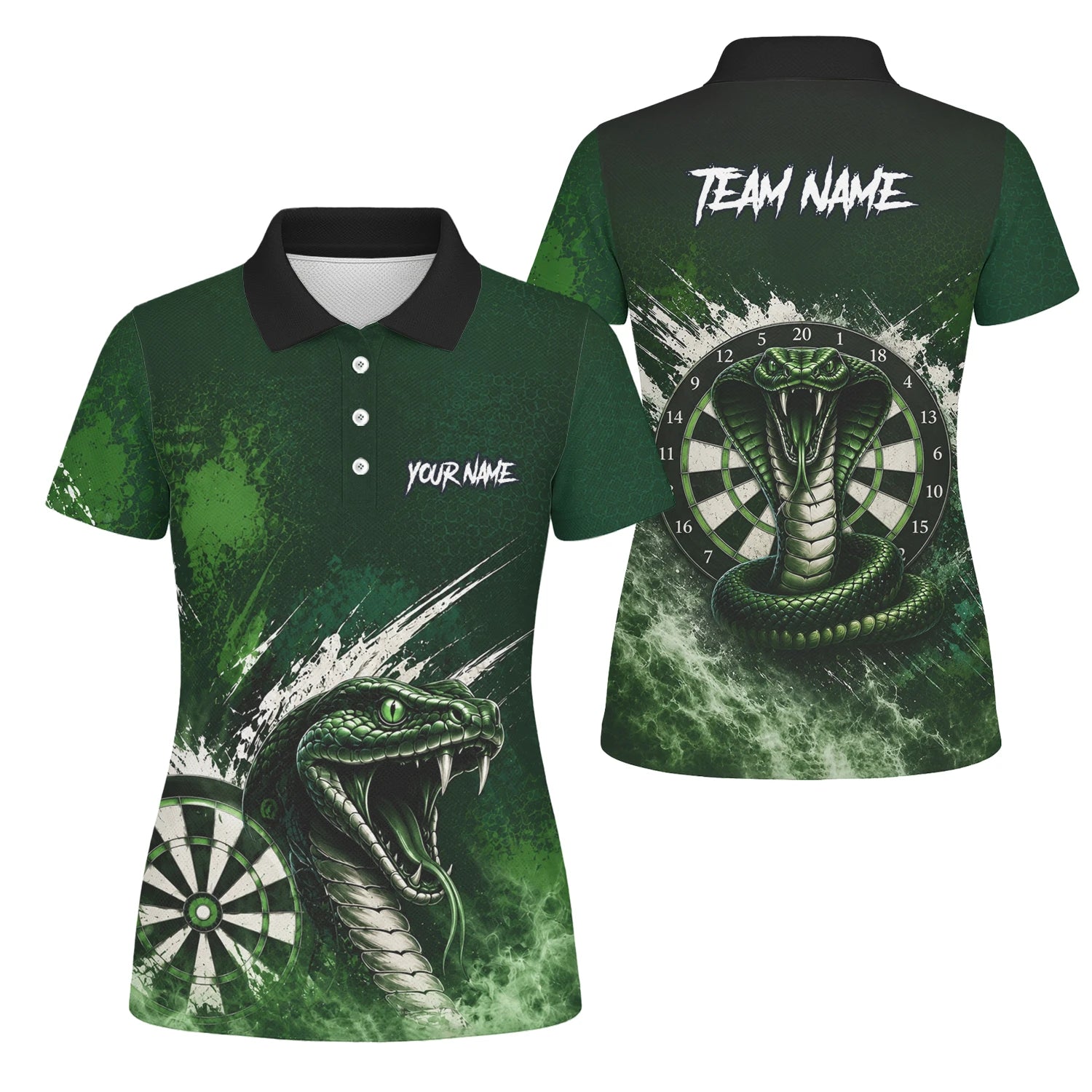 Personalised Green & Black Cobra Dartboard Darts Shirt For Women M244