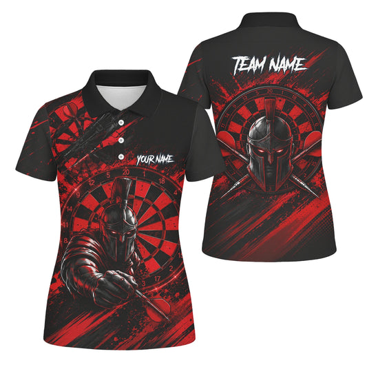 Personalised Red & Black Spartan Darts Polo Shirt For Women W276