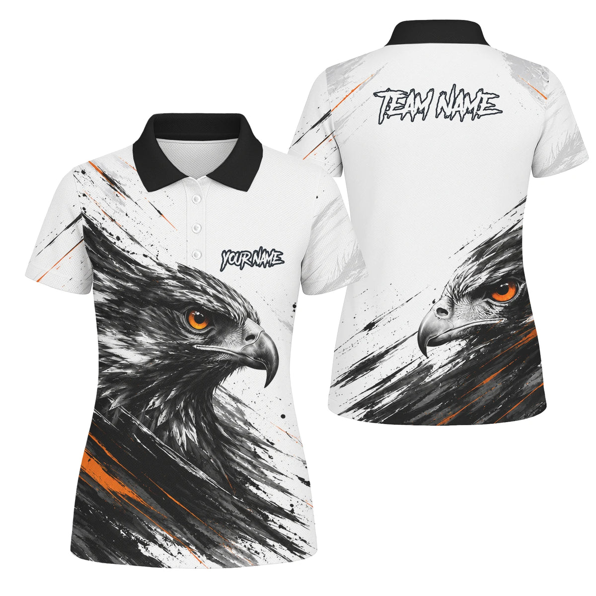 Personalised White Black Orange Eagle Darts Shirt For Women V695