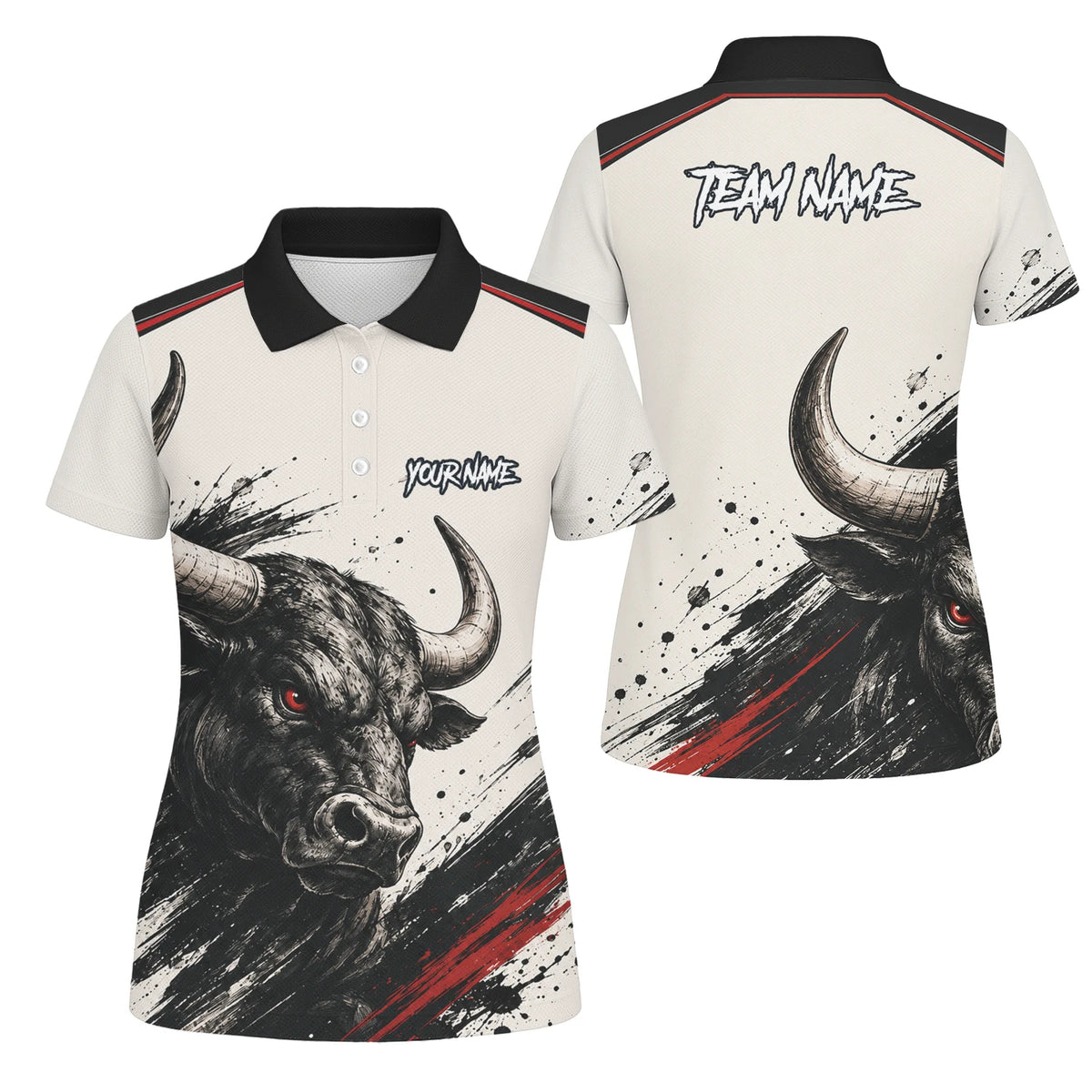 Personalised White Black Red Bull Darts Shirt For Women H473