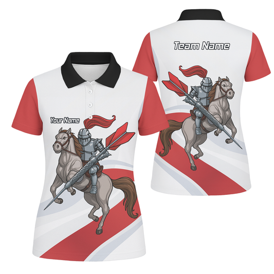 Personalised Medieval Knight Horse Dart Polo Shirt Red White For Men C4048 main image - polo No