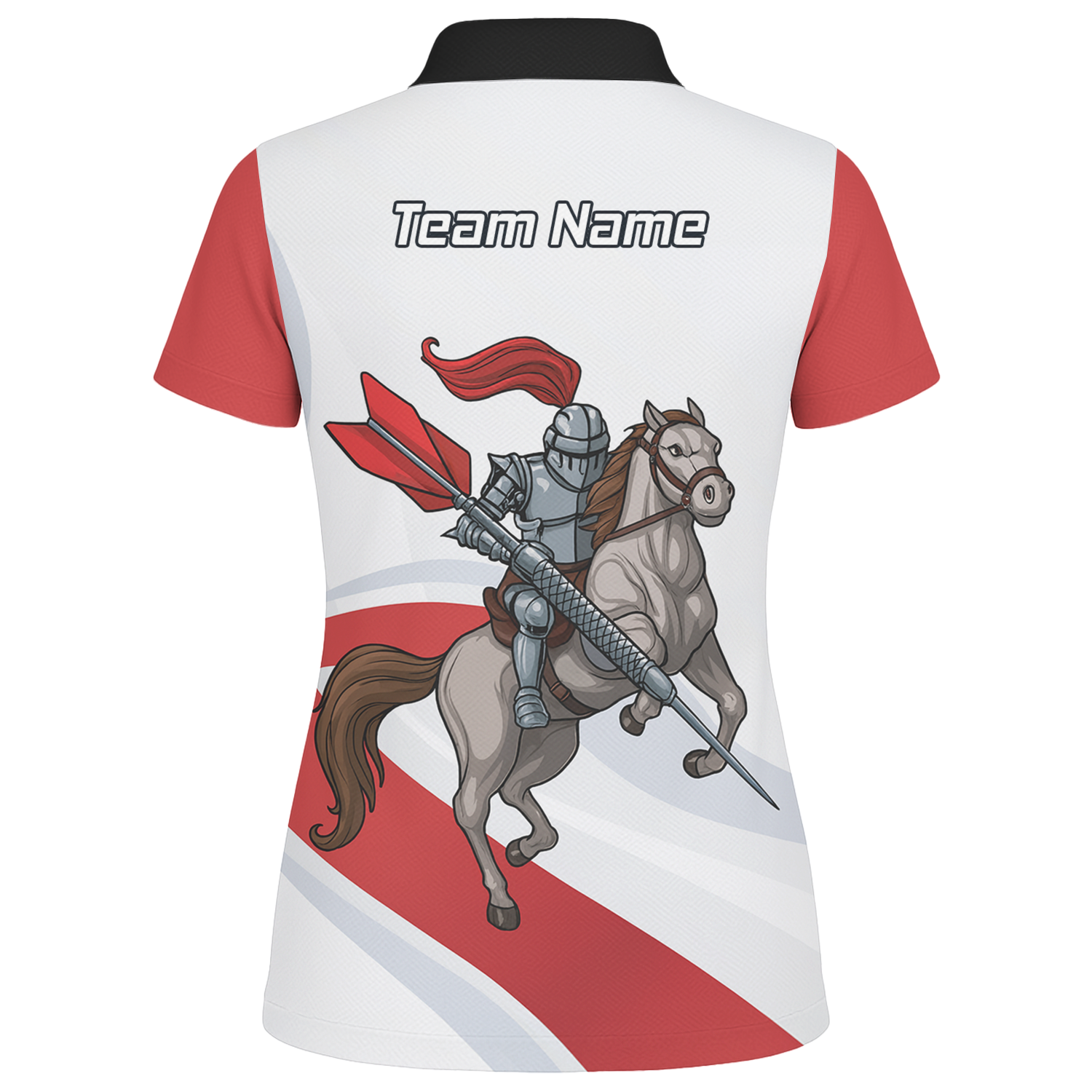 Personalised Medieval Knight Horse Dart Polo Shirt Red White For Men C4048 additional image 2