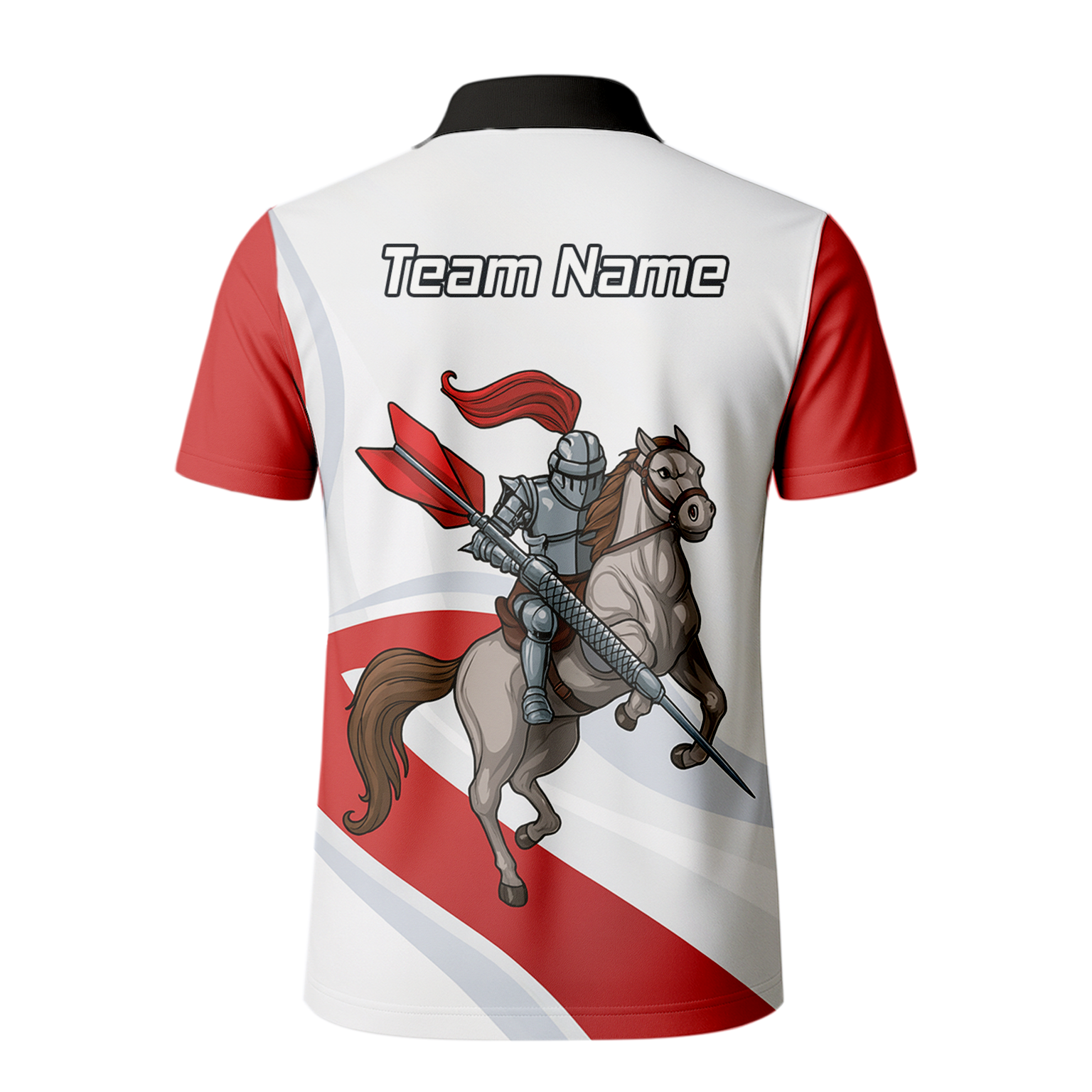 Personalised Medieval Knight Horse Dart Polo Shirt Red White For Men C4048 additional image 3