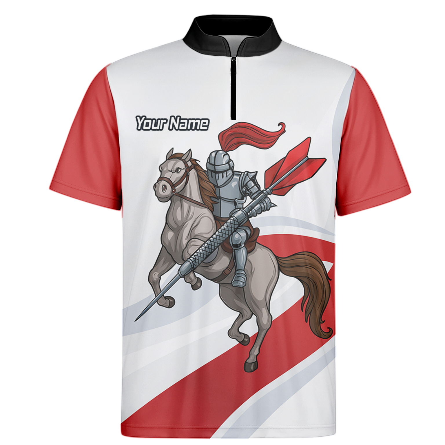 Personalised Medieval Knight Horse Dart Polo Shirt Red White For Men C4048 additional image 6