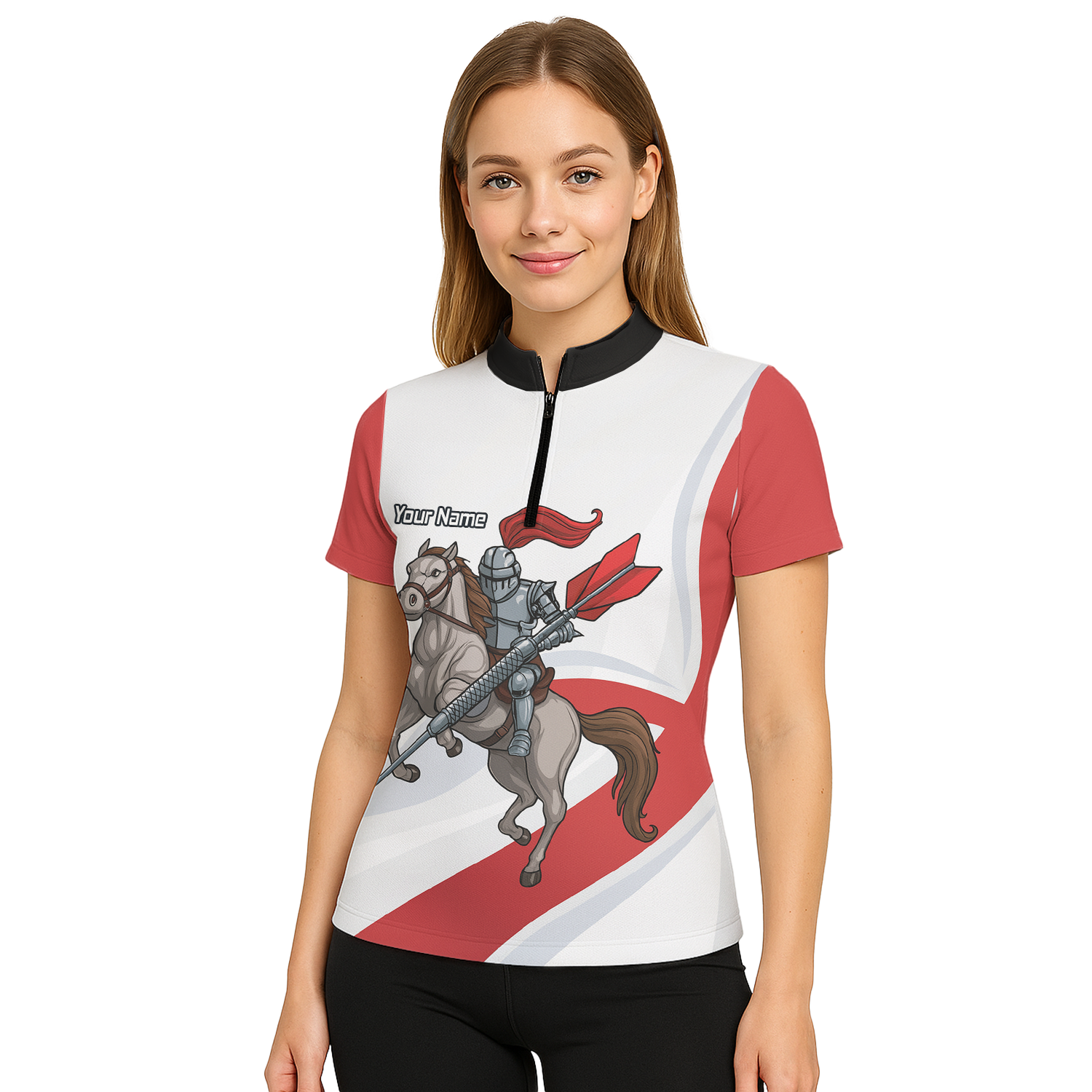 Personalised Medieval Knight Horse Dart Polo Shirt Red White For Men C4048 additional image 5