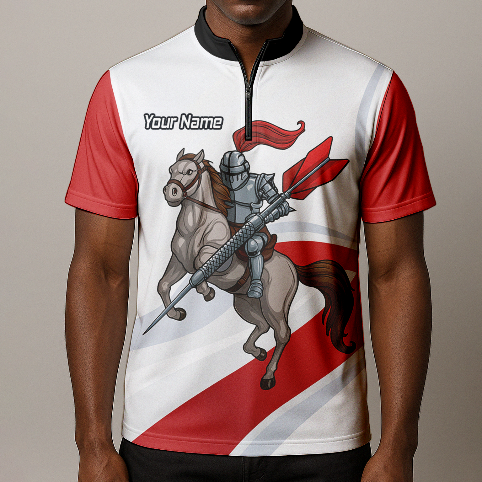 Personalised Medieval Knight Horse Dart Polo Shirt Red White For Men C4048 additional image 8