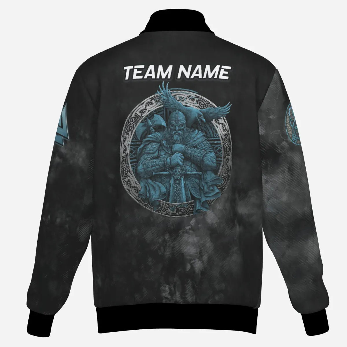 Personalised Viking Raven Dart Jersey Full Zipper For Men Custom Norse Valknut Shirt Teal Black Grey VK3238