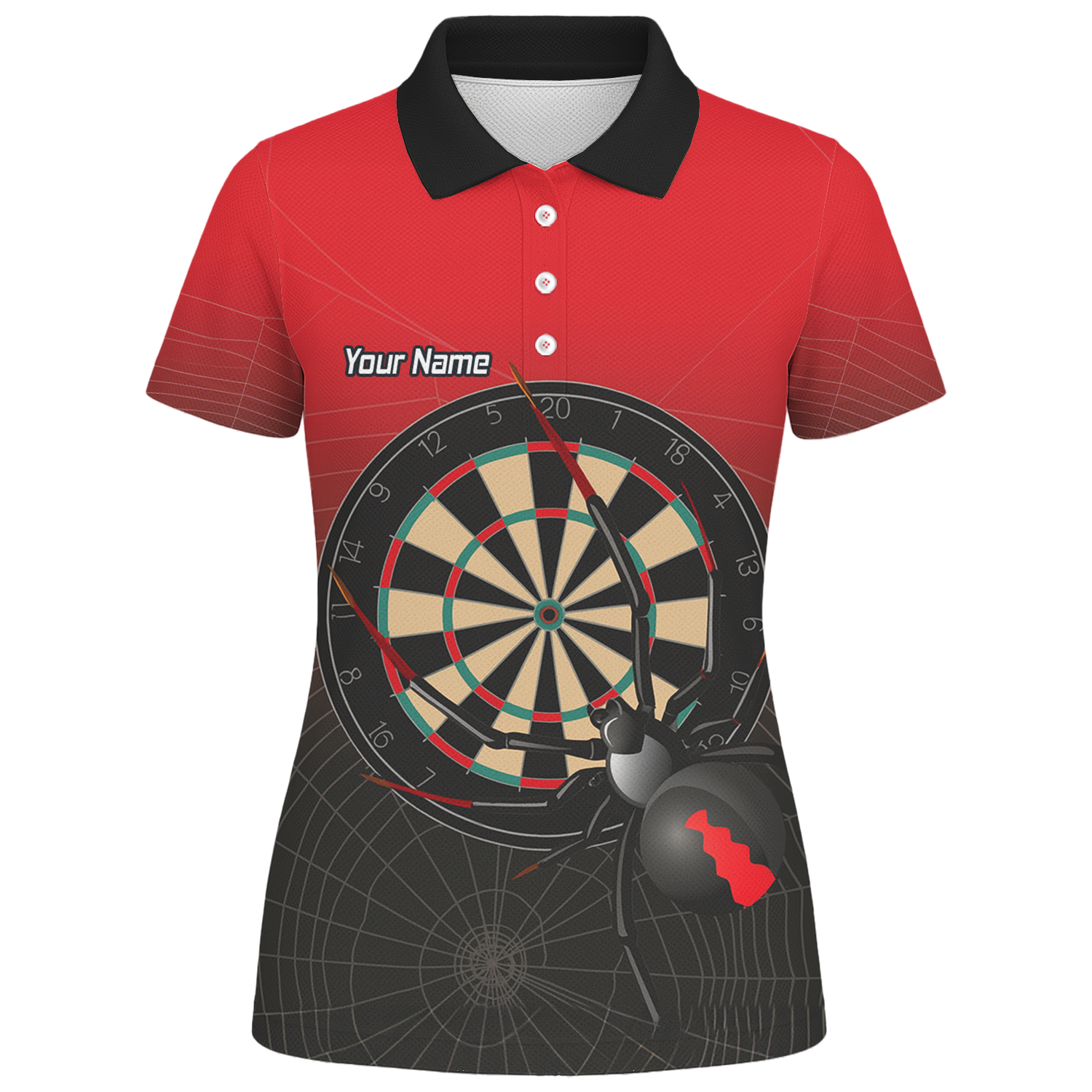 Personalised Black Widow Darts Polo Shirt Red Black For Men F3646 additional image 1