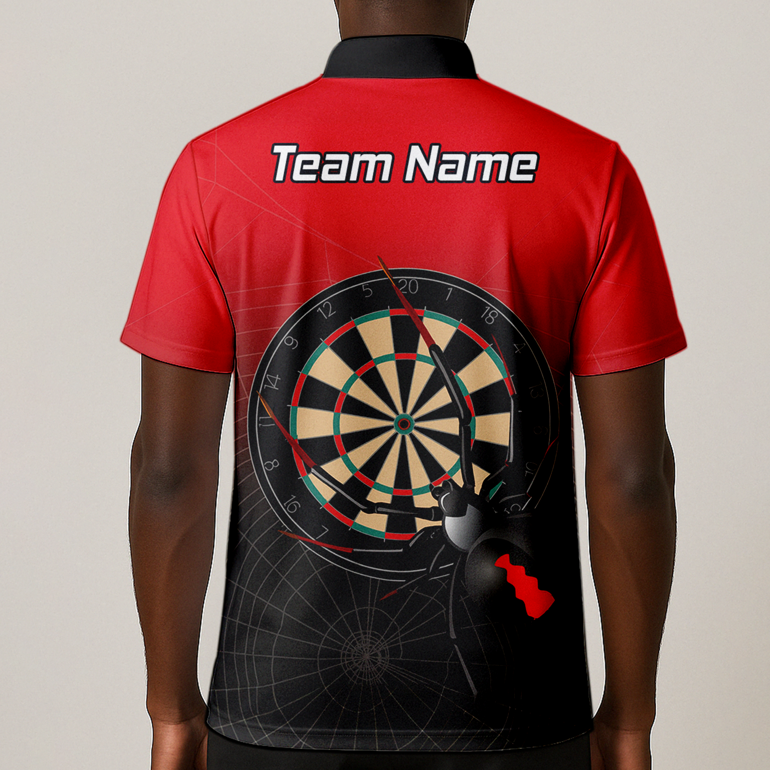Personalised Black Widow Darts Polo Shirt Red Black For Men F3646 additional image 1