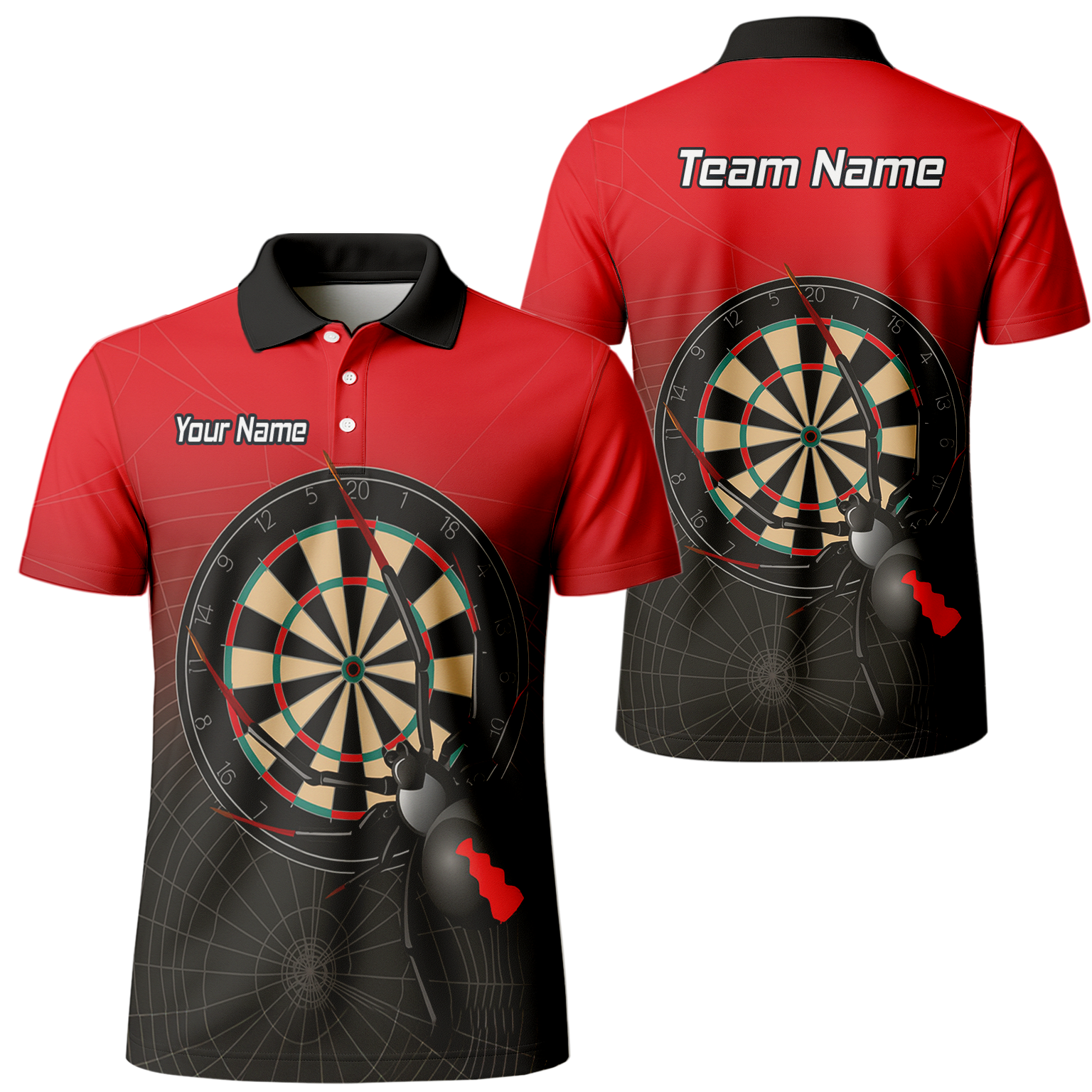 Personalised Black Widow Darts Polo Shirt Red Black For Men F3646 main image - polo No
