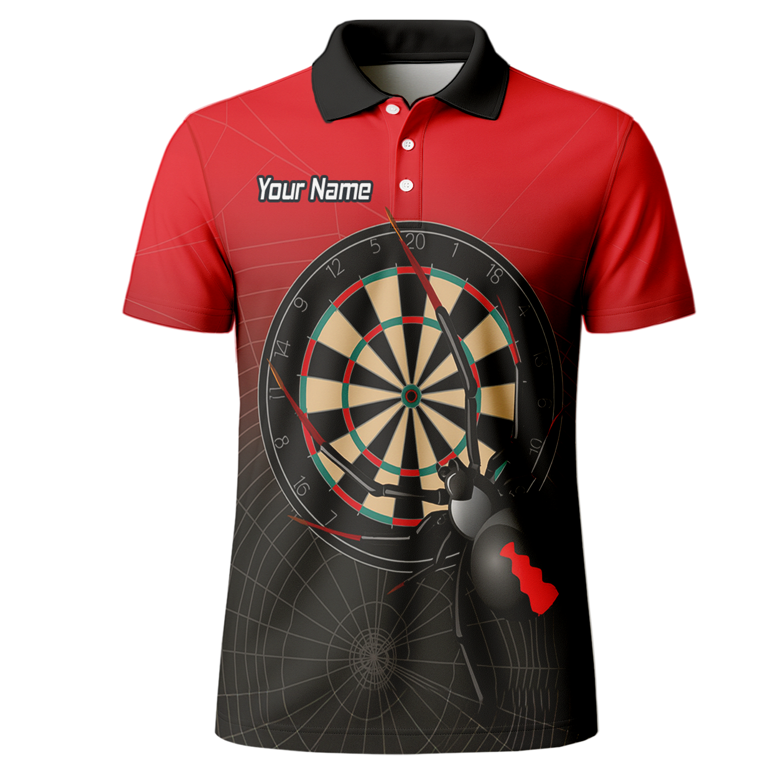 Personalised Black Widow Darts Polo Shirt Red Black For Men F3646 additional image 2