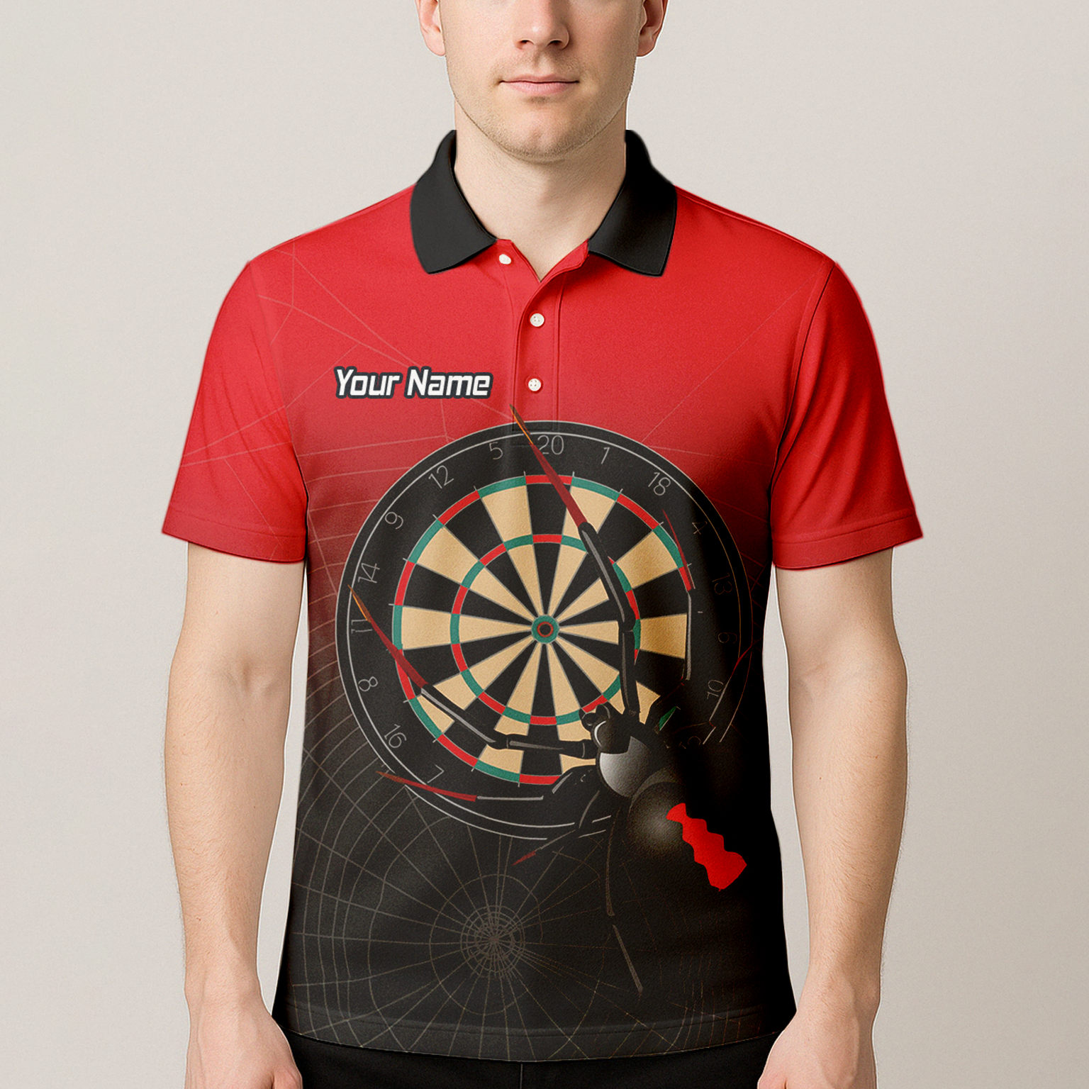 Personalised Black Widow Darts Polo Shirt Red Black For Men F3646 additional image 4