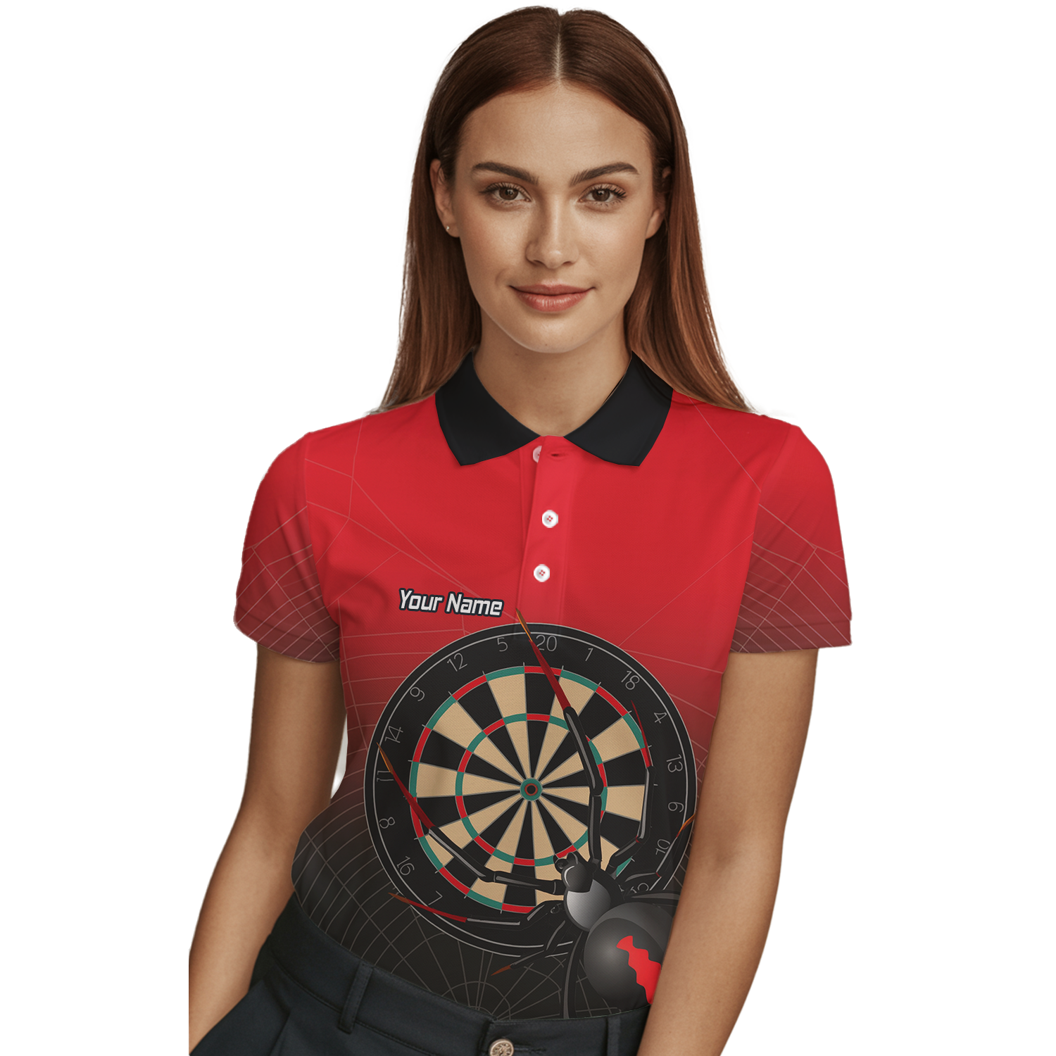 Personalised Black Widow Darts Polo Shirt Red Black For Men F3646 additional image 3