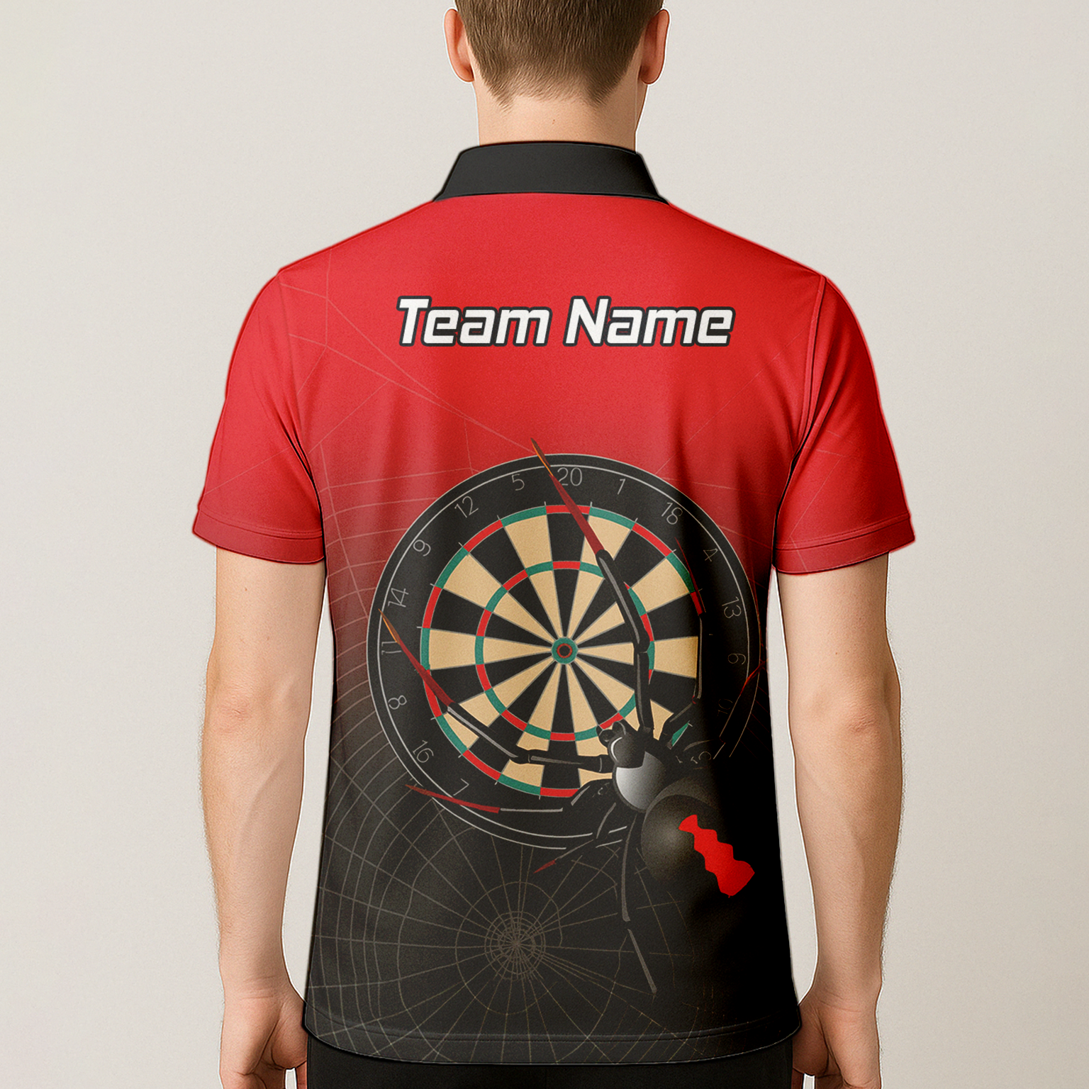 Personalised Black Widow Darts Polo Shirt Red Black For Men F3646 additional image 5