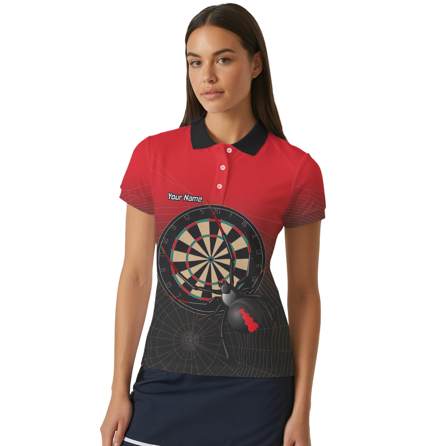 Personalised Black Widow Darts Polo Shirt Red Black For Men F3646 additional image 4