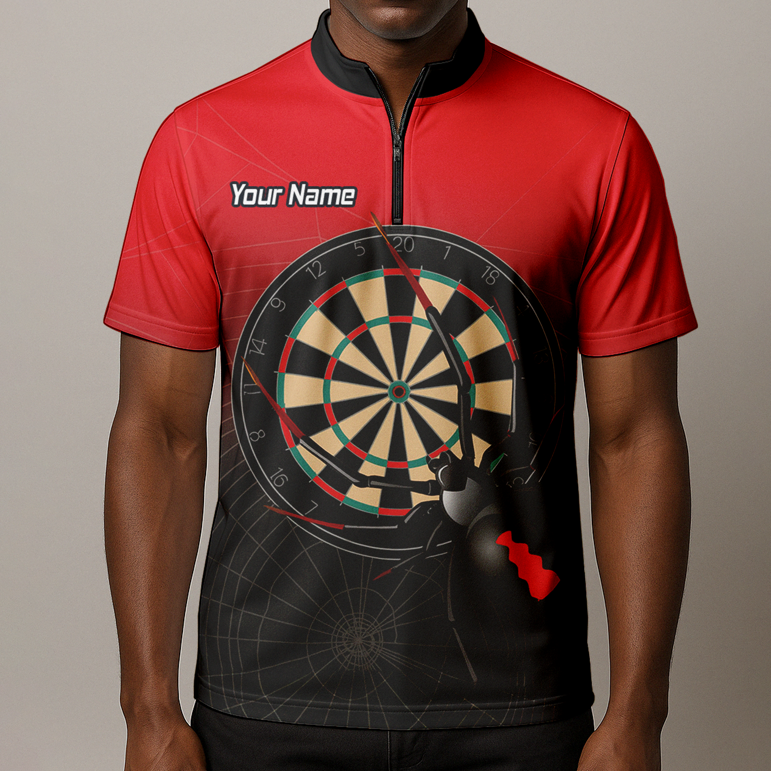 Personalised Black Widow Darts Polo Shirt Red Black For Men F3646 additional image 8