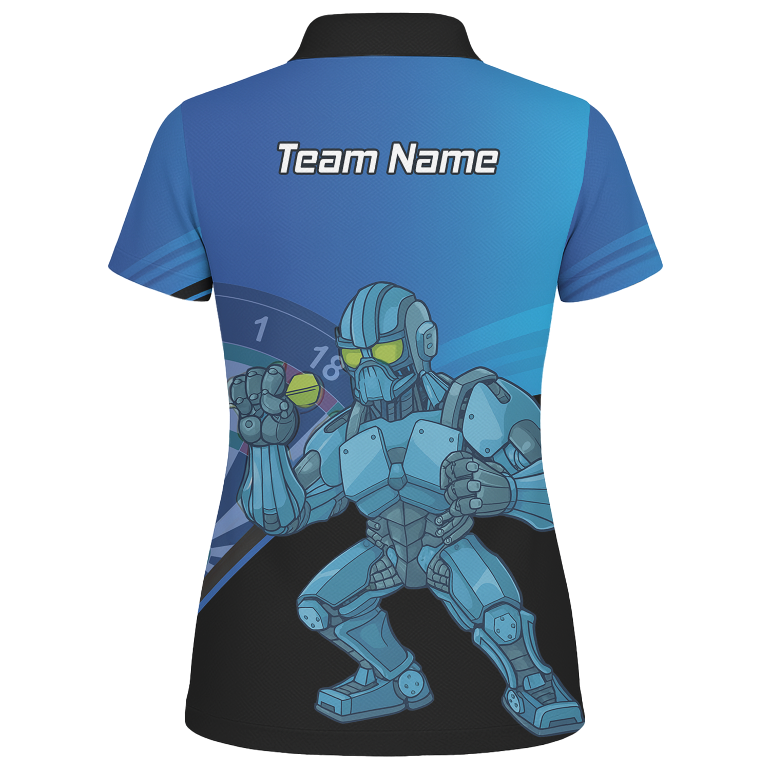 Personalised Robot Mech Dart Polo Shirt Blue Black For Men P6936 additional image 2