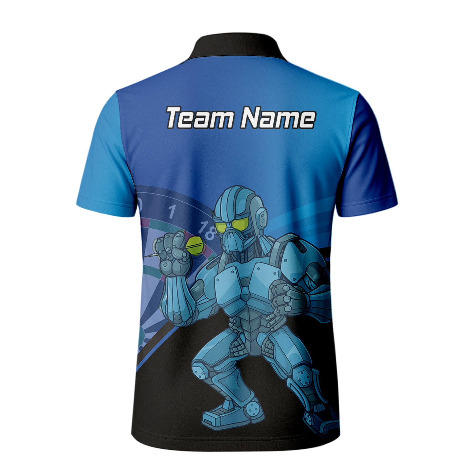 Personalised Robot Mech Dart Polo Shirt Blue Black For Men P6936 additional image 3
