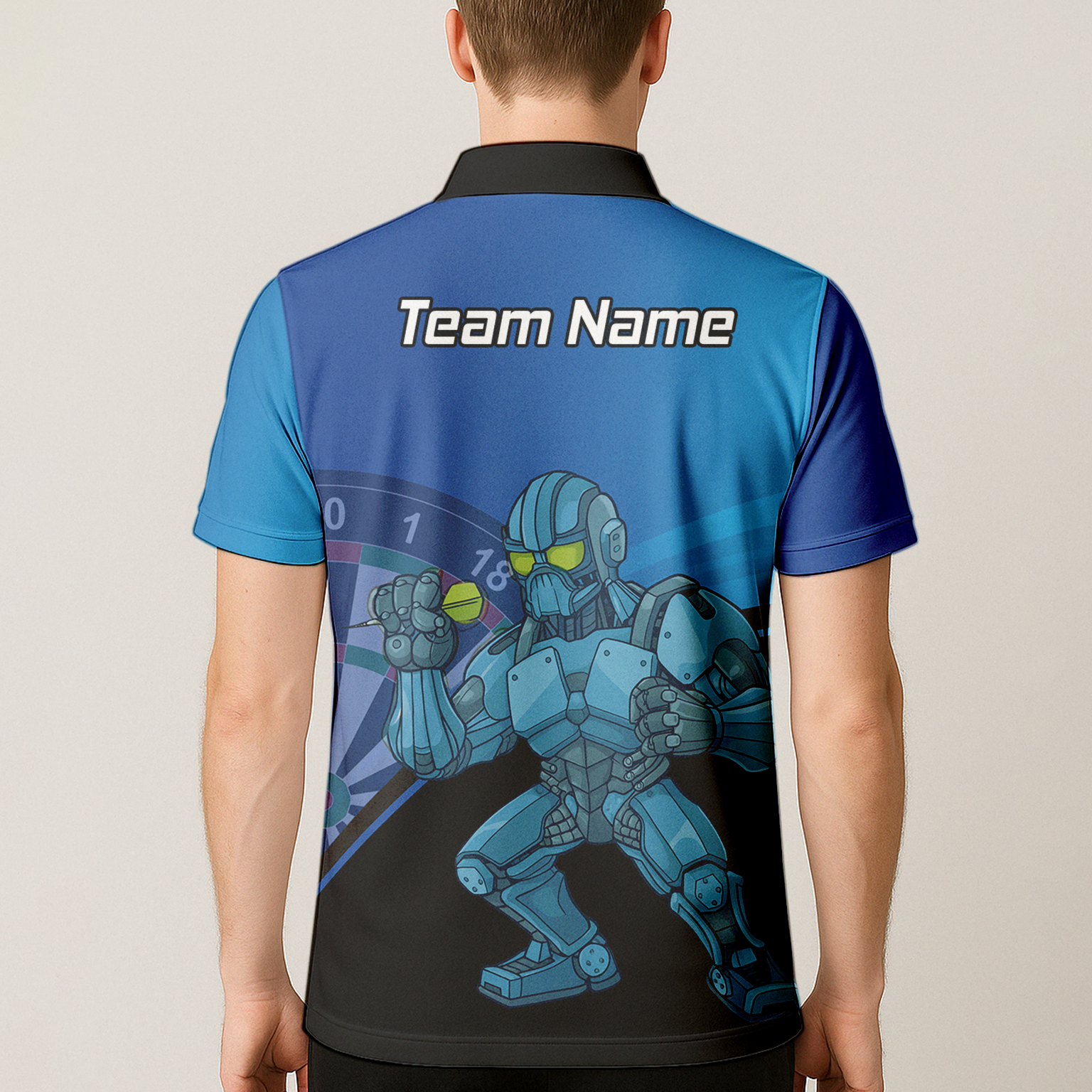 Personalised Robot Mech Dart Polo Shirt Blue Black For Men P6936 additional image 5