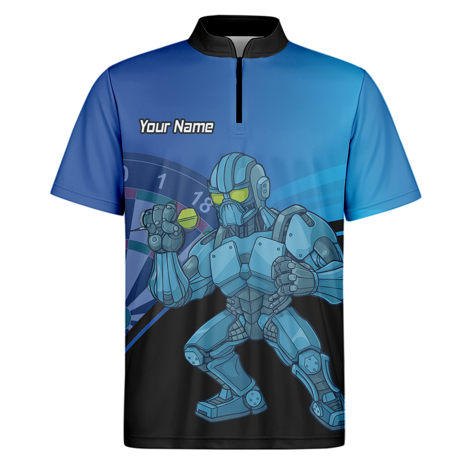 Personalised Robot Mech Dart Polo Shirt Blue Black For Men P6936 additional image 6