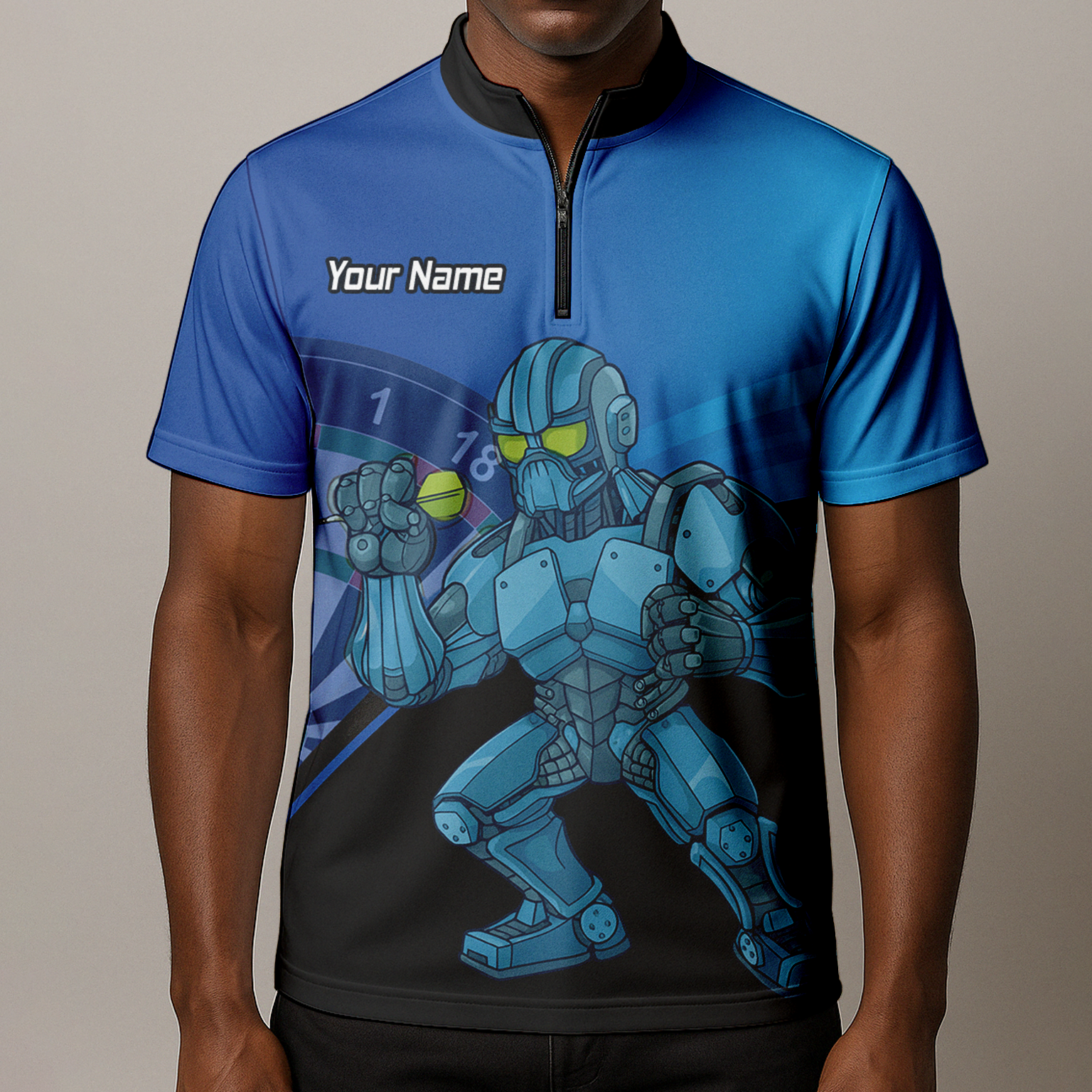 Personalised Robot Mech Dart Polo Shirt Blue Black For Men P6936 additional image 8