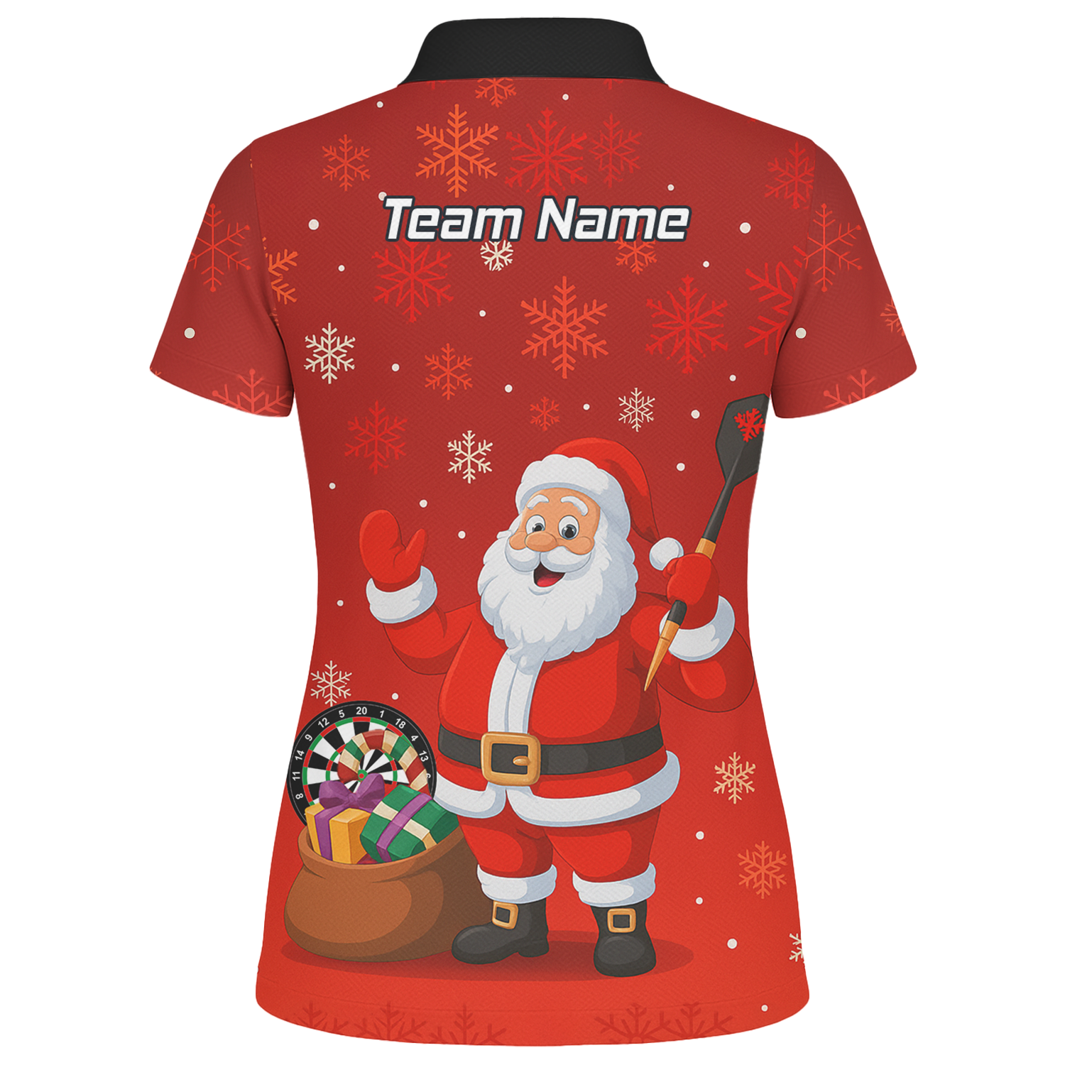 Personalised Santa Claus Christmas Darts Polo Shirt Red Snowflakes For Men X7938 additional image 2