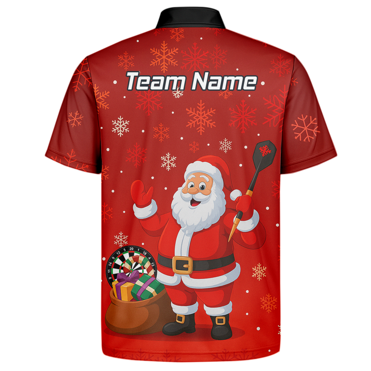 Personalised Santa Claus Christmas Darts Polo Shirt Red Snowflakes For Men X7938 additional image 7