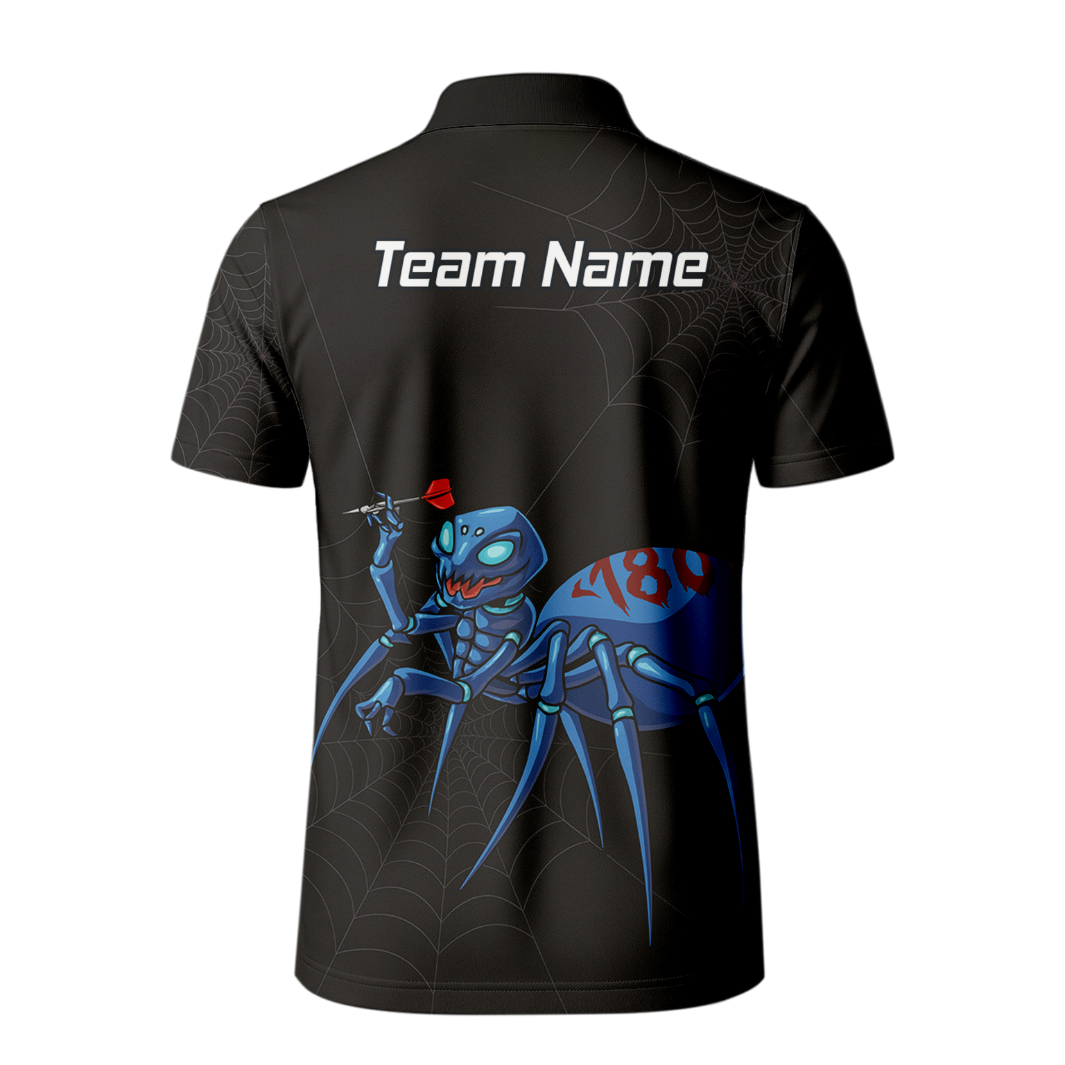Personalised Blue Spider 180 Darts Polo Shirt Black For Men U3736 additional image 3