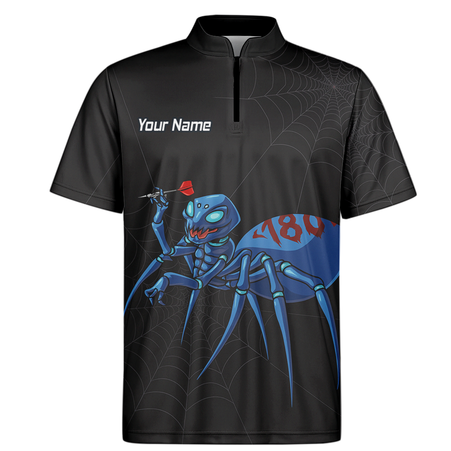 Personalised Blue Spider 180 Darts Polo Shirt Black For Men U3736 additional image 6