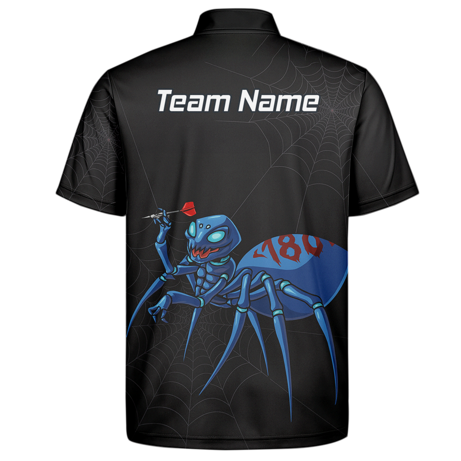 Personalised Blue Spider 180 Darts Polo Shirt Black For Men U3736 additional image 7