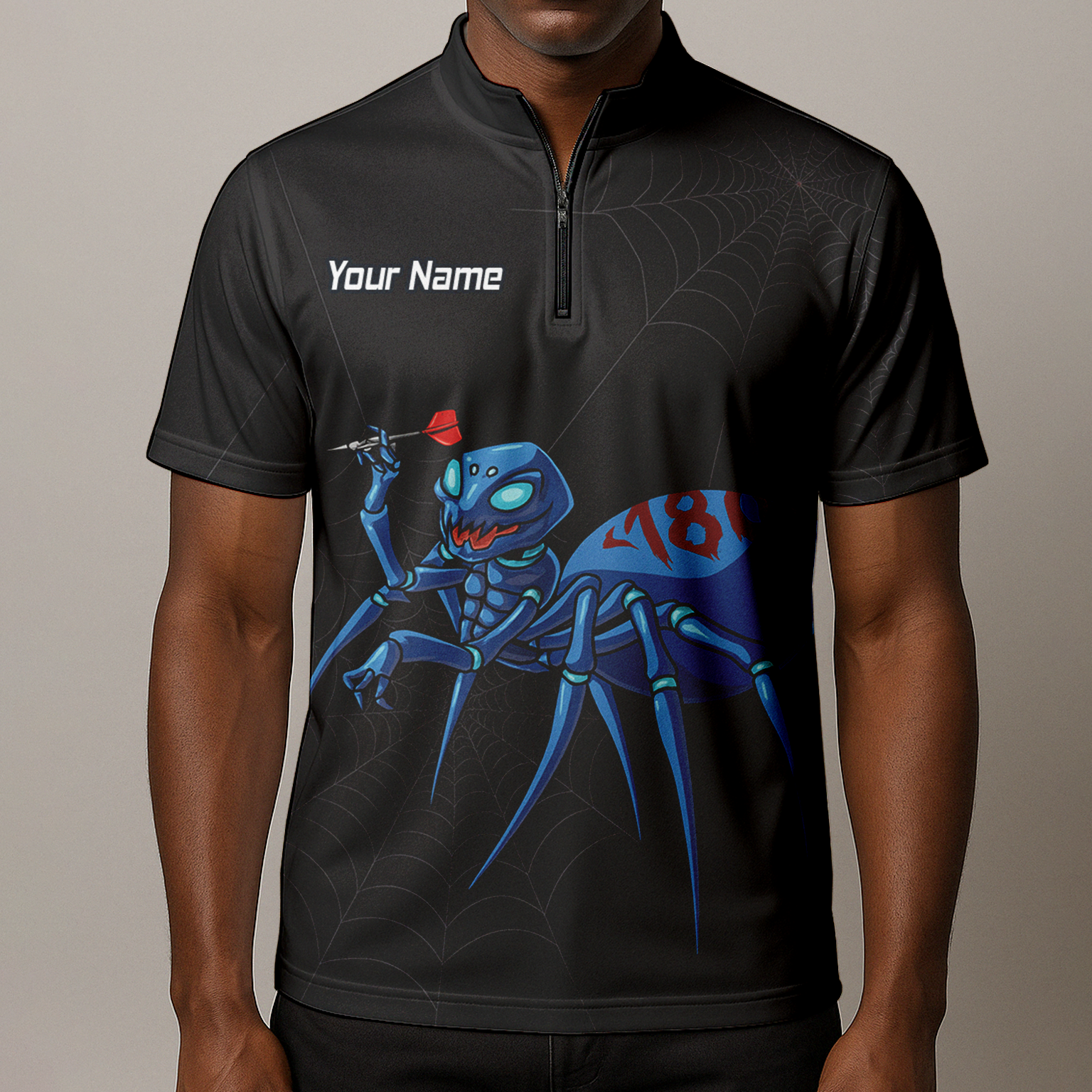 Personalised Blue Spider 180 Darts Polo Shirt Black For Men U3736 additional image 8