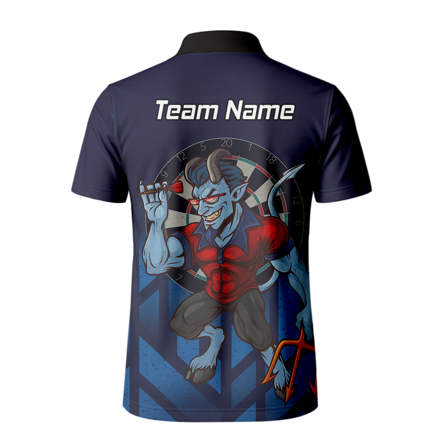 Personalised Mischievous Blue Devil Darts Polo Shirt Navy Red For Men S4696 additional image 3