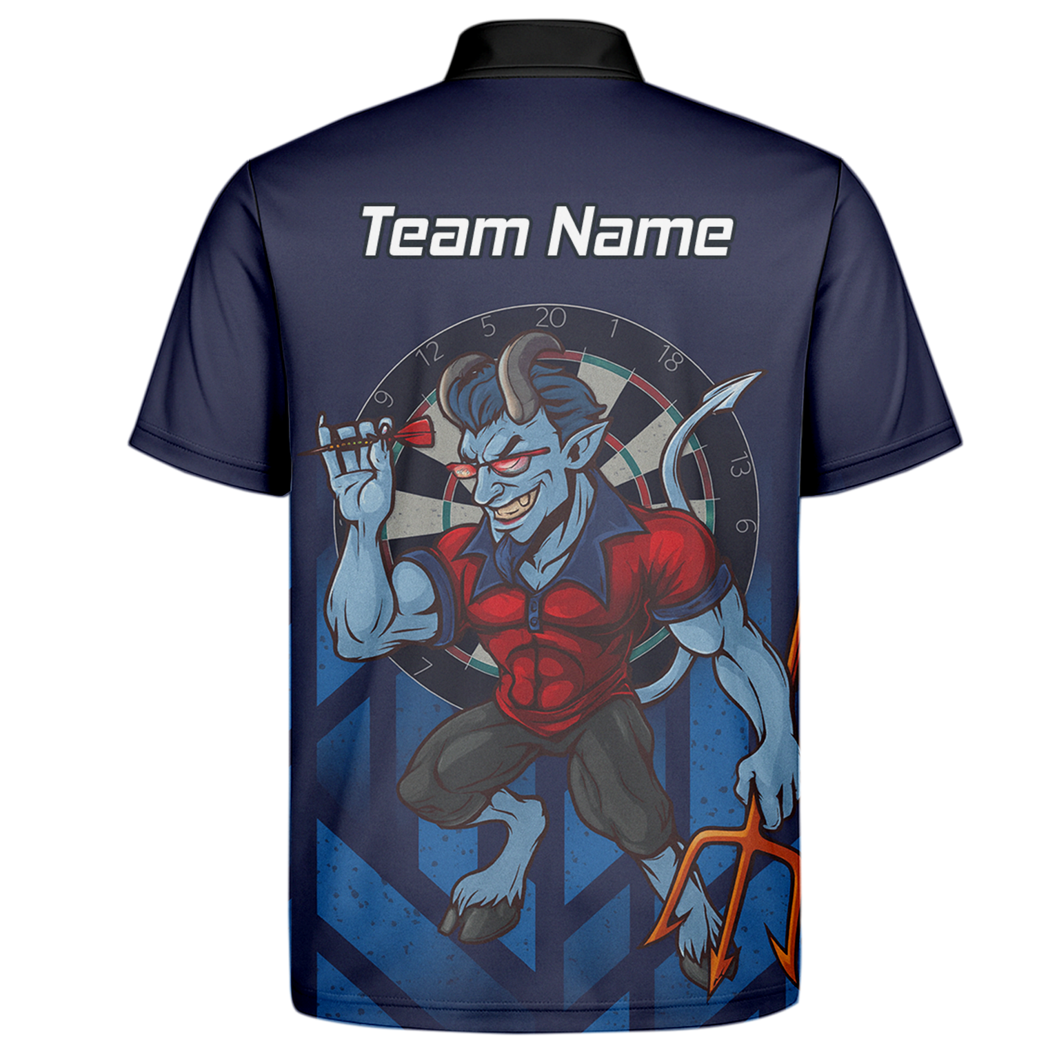 Personalised Mischievous Blue Devil Darts Polo Shirt Navy Red For Men S4696 additional image 7