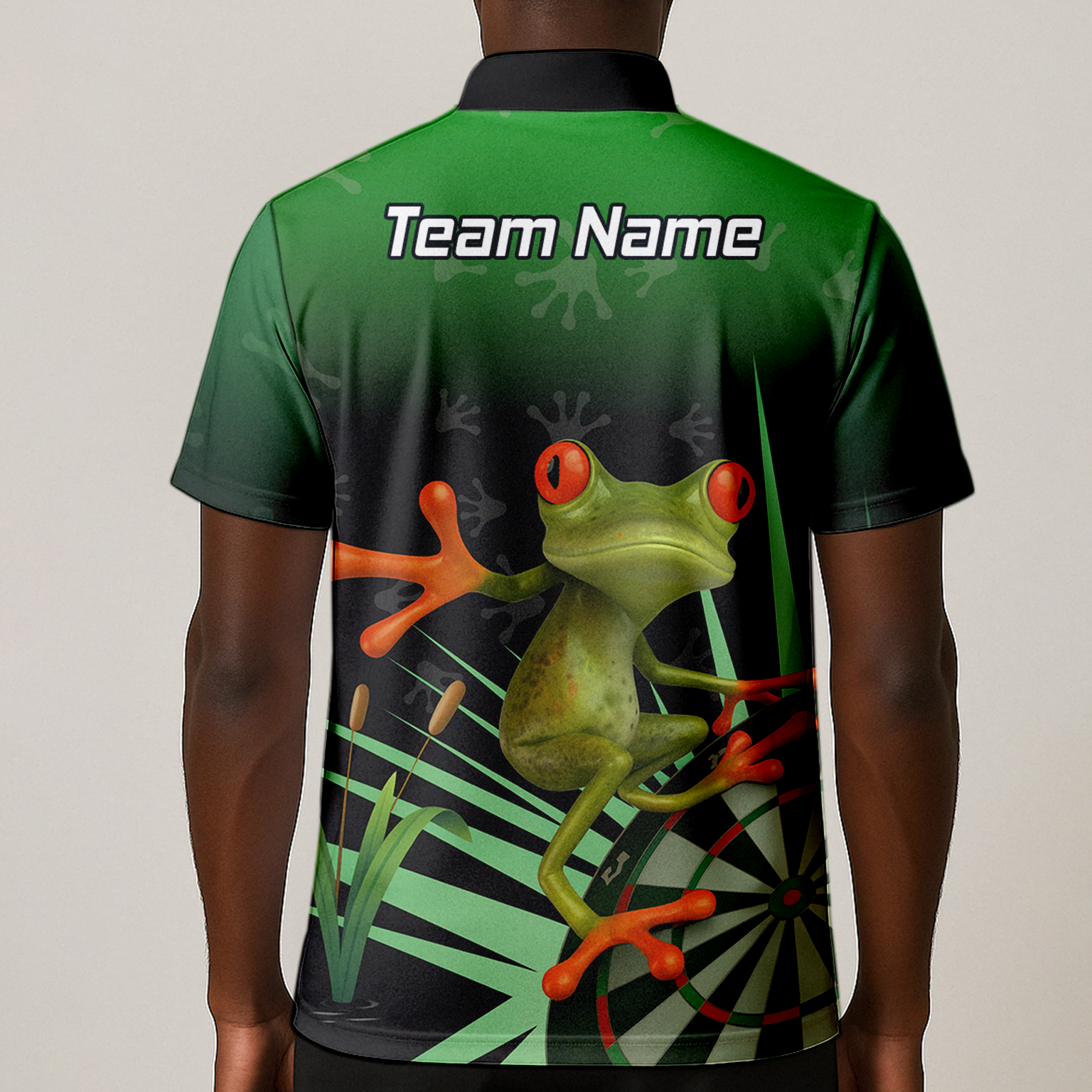 Personalised Red-Eyed Tree Frog Dart Polo Shirt Green Black For Men I4840 additional image 1