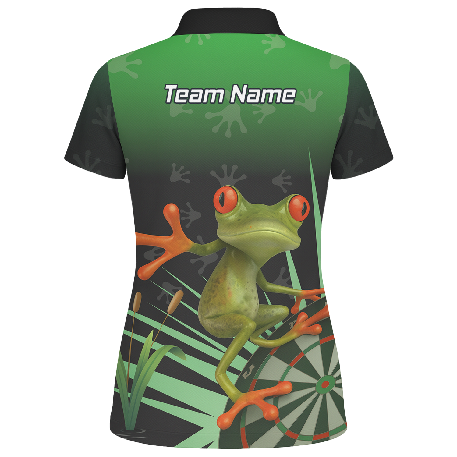 Personalised Red-Eyed Tree Frog Dart Polo Shirt Green Black For Men I4840 additional image 2