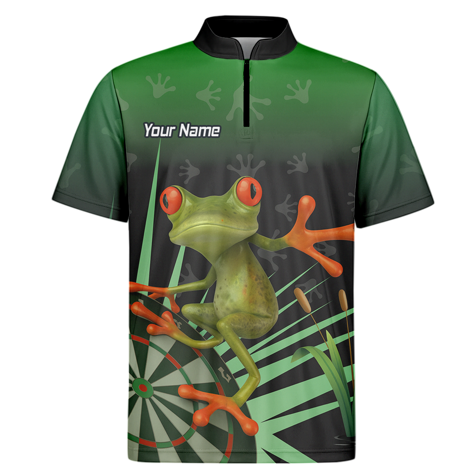 Personalised Red-Eyed Tree Frog Dart Polo Shirt Green Black For Men I4840 additional image 6