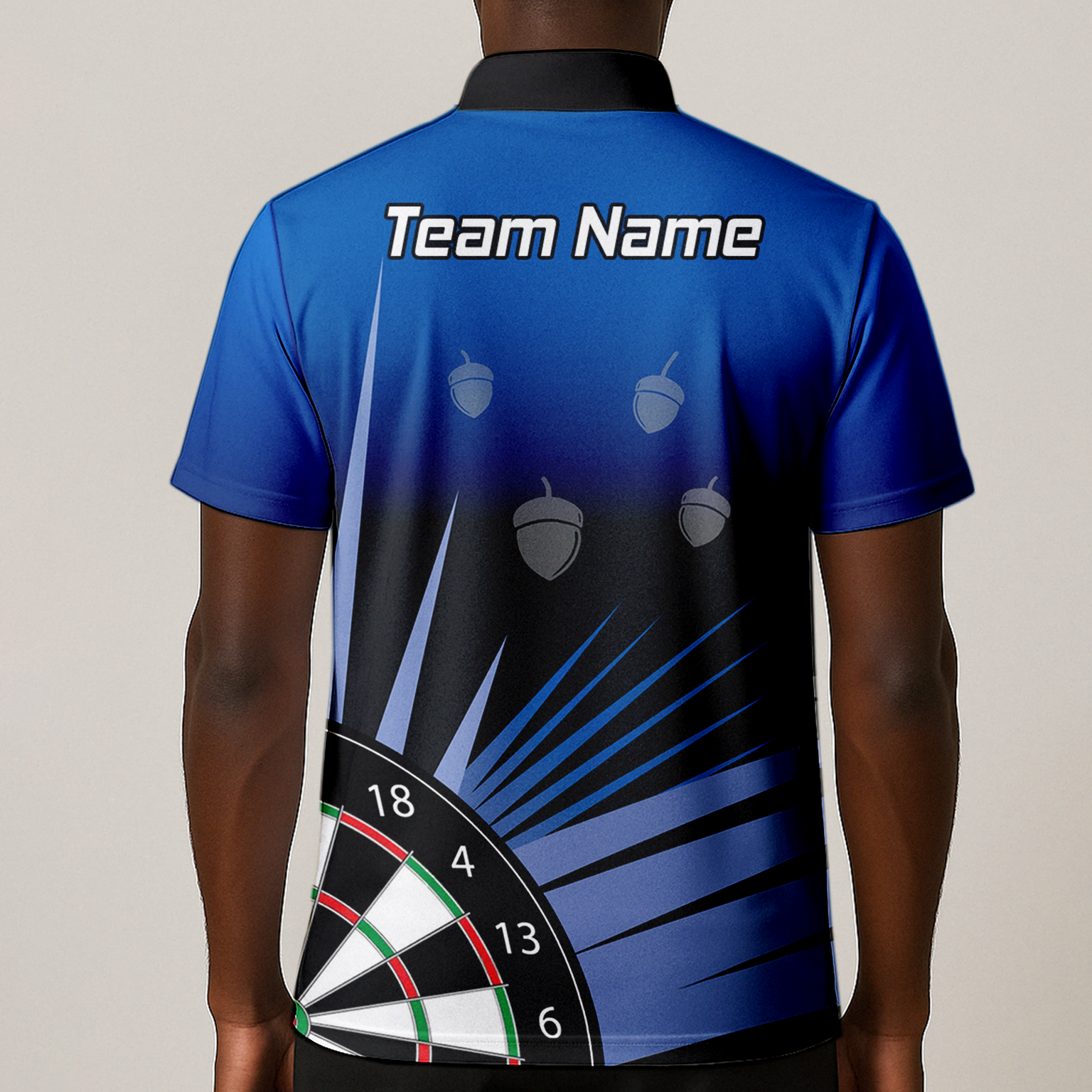 Personalised Blue Black Acorn Dartboard Darts Polo Shirt For Men P4674 additional image 1