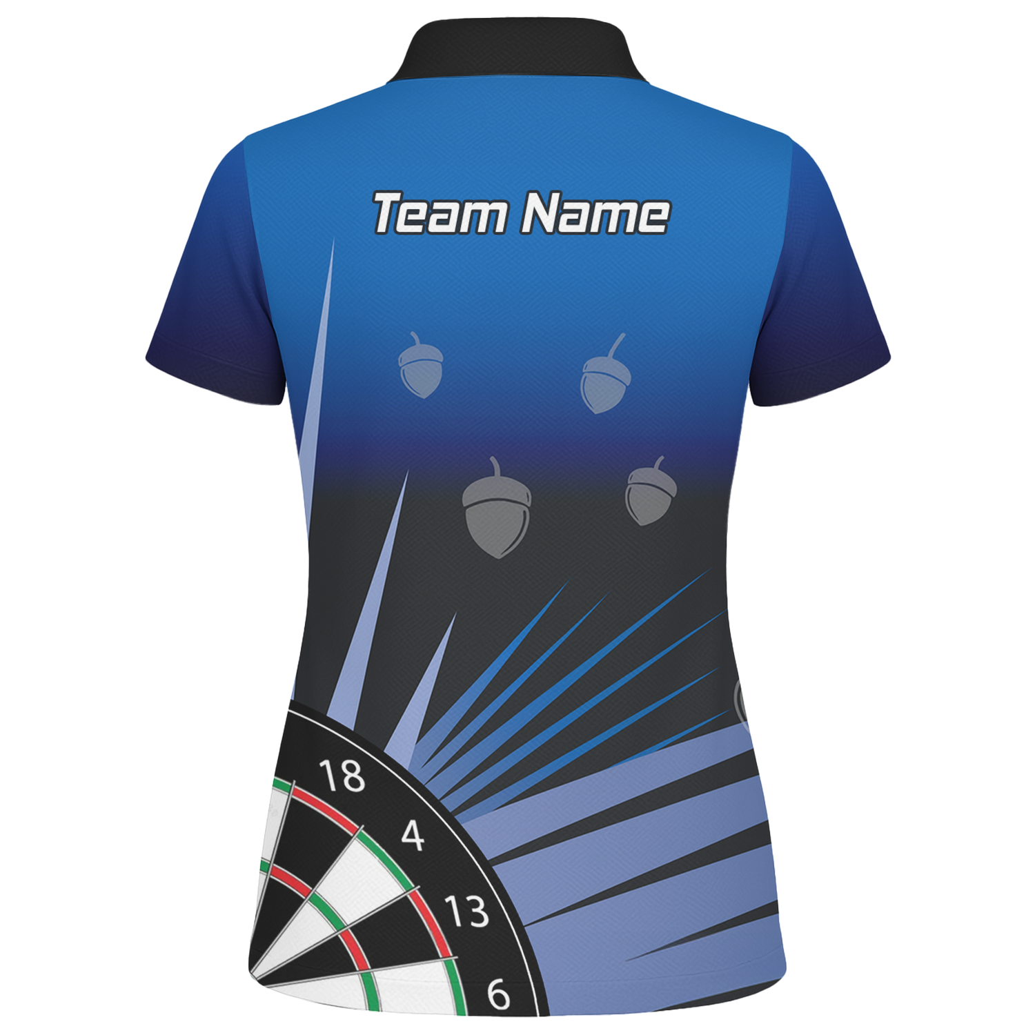 Personalised Blue Black Acorn Dartboard Darts Polo Shirt For Men P4674 additional image 2