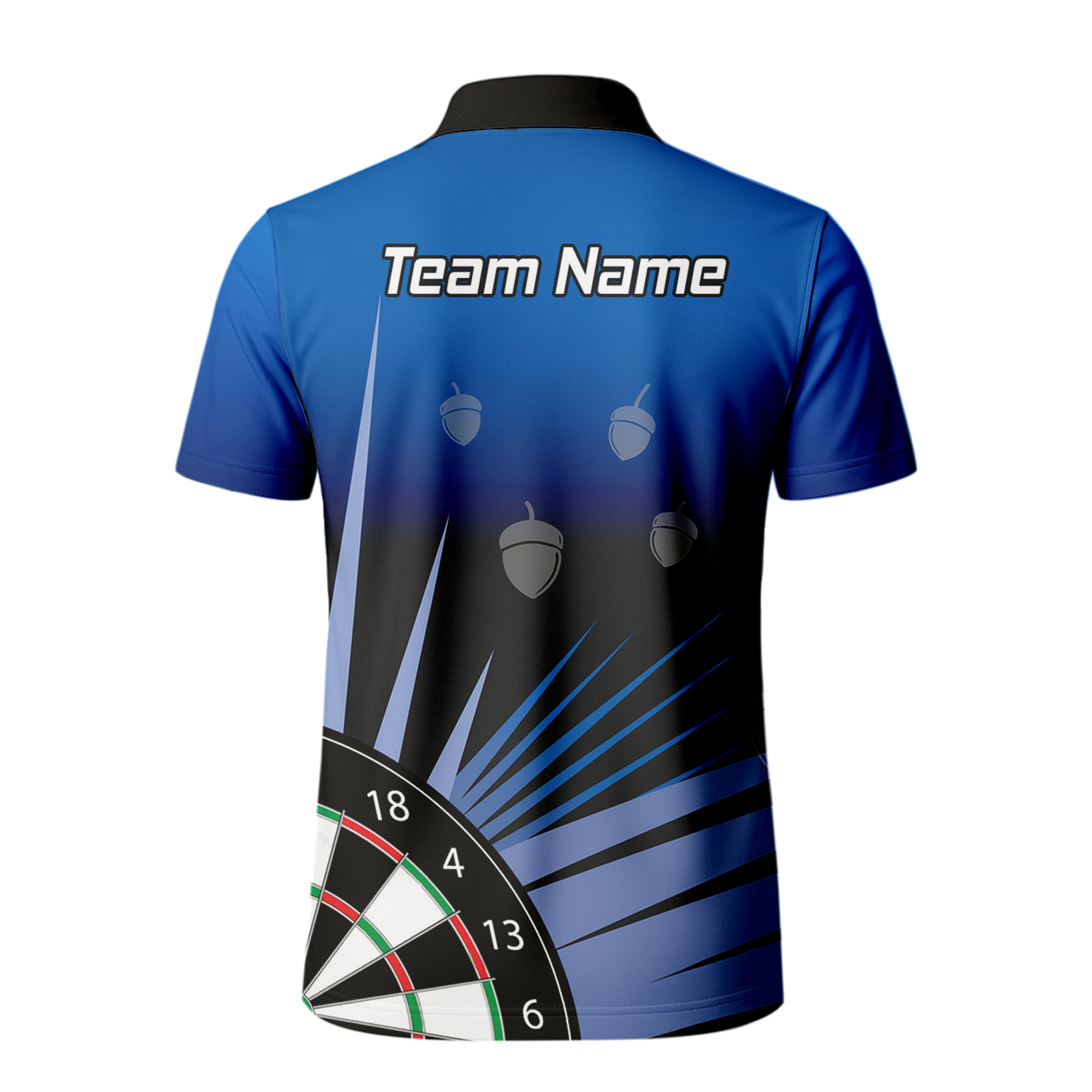 Personalised Blue Black Acorn Dartboard Darts Polo Shirt For Men P4674 additional image 3