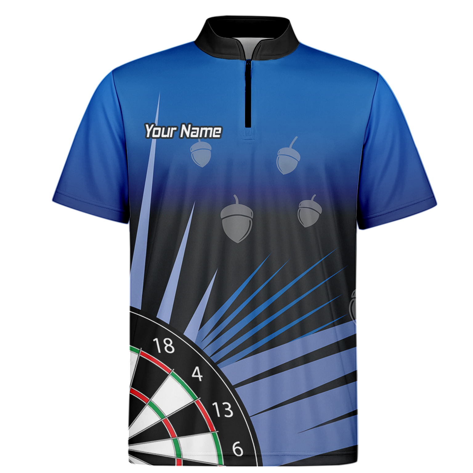 Personalised Blue Black Acorn Dartboard Darts Polo Shirt For Men P4674 additional image 6