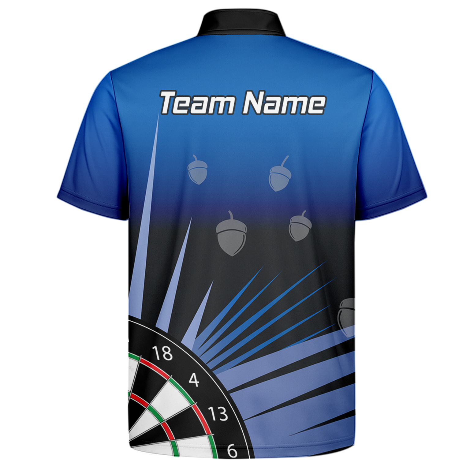 Personalised Blue Black Acorn Dartboard Darts Polo Shirt For Men P4674 additional image 7
