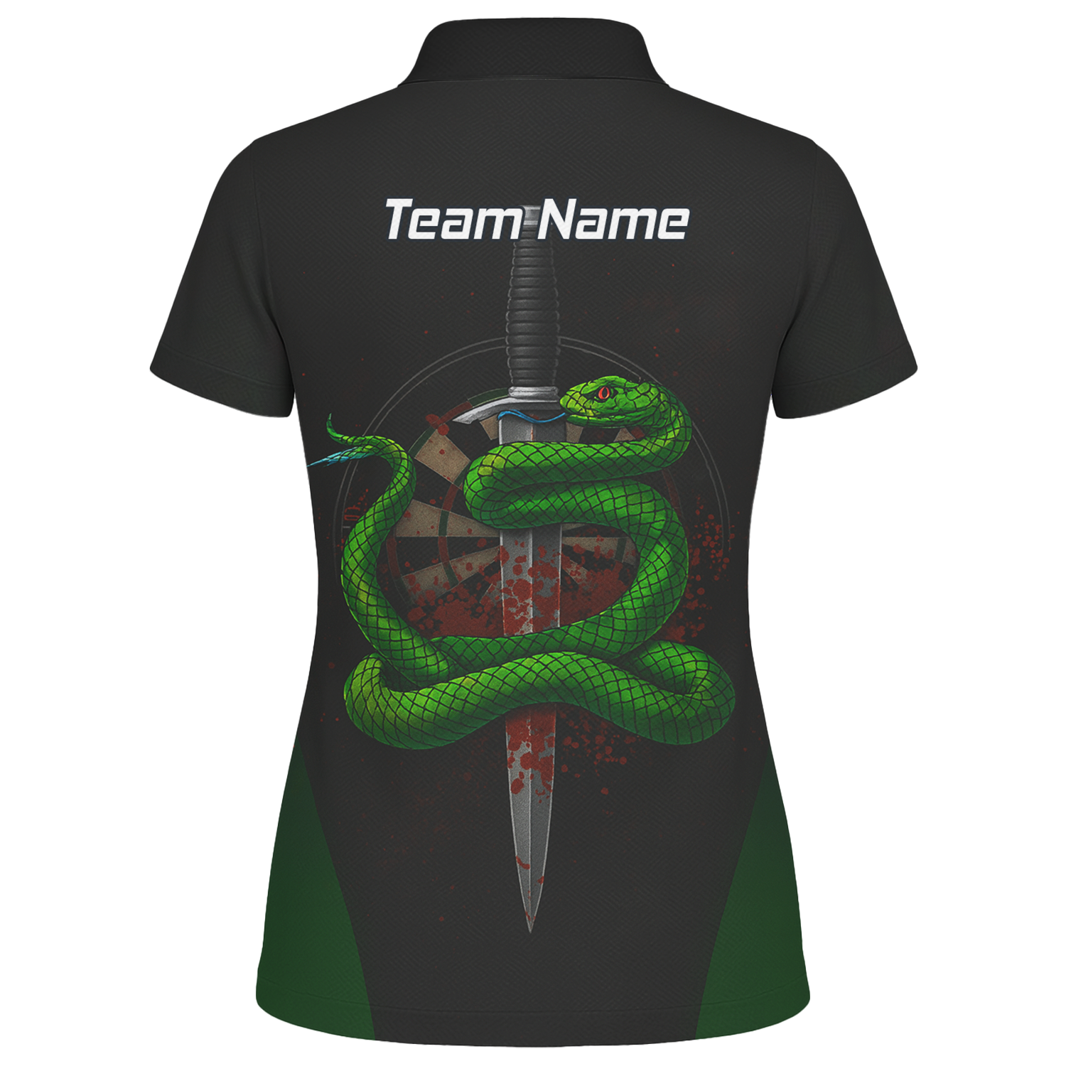 Personalised Green Snake Dagger Darts Polo Shirt Blood Splatter Black For Men G2717 additional image 2