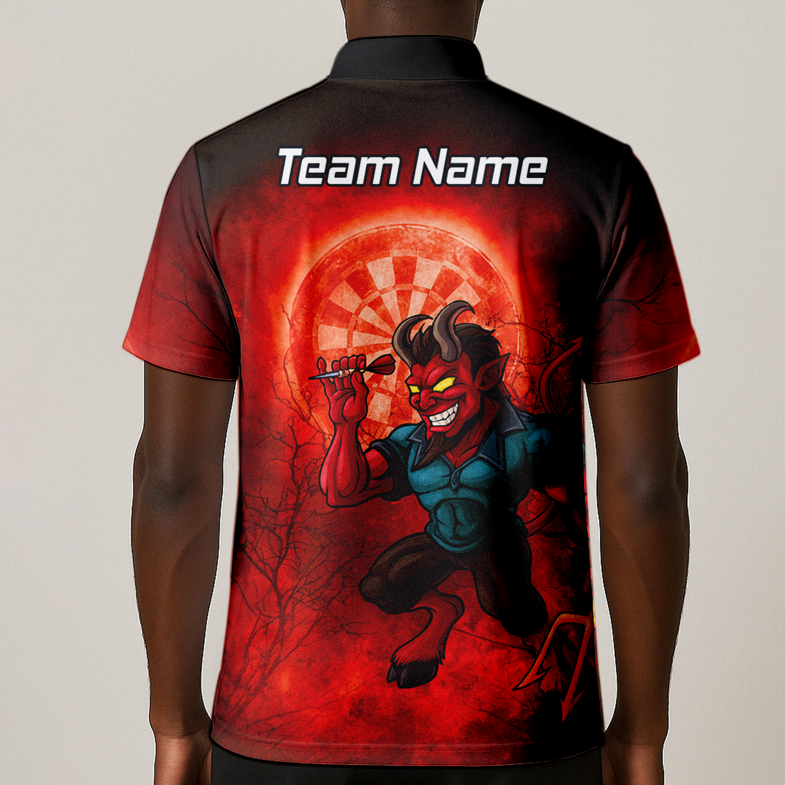 Personalised Fiery Devil Dart Jersey Red Black For Men G0994 additional image 1